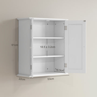 HOMCOM Bathroom Wall Cabinet, 3-Tier Wall-Mounted Bathroom Storage Cabinet with Adjustable Shelf, White