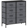 HOMCOM Fabric Chest of Drawers, Industrial Bedroom Dresser with 8 Fabric Drawers, Steel Frame and Wooden Top for Nursery, Living Room, Hallway, Black