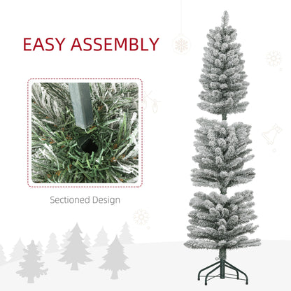 HOMCOM 5ft Artificial Snowy Pencil Christmas Tree - White