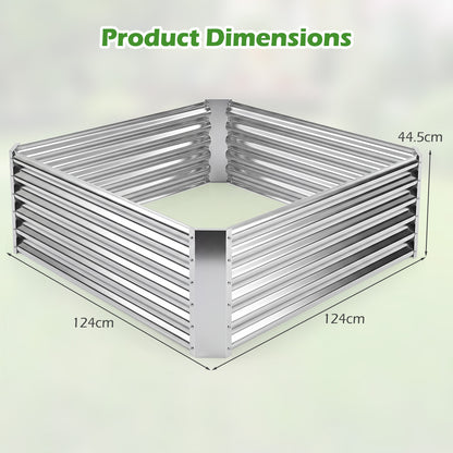 Galvanized Raised Garden Bed Rectangular Outdoor Planter Box with Open-Ended Bade-Silver