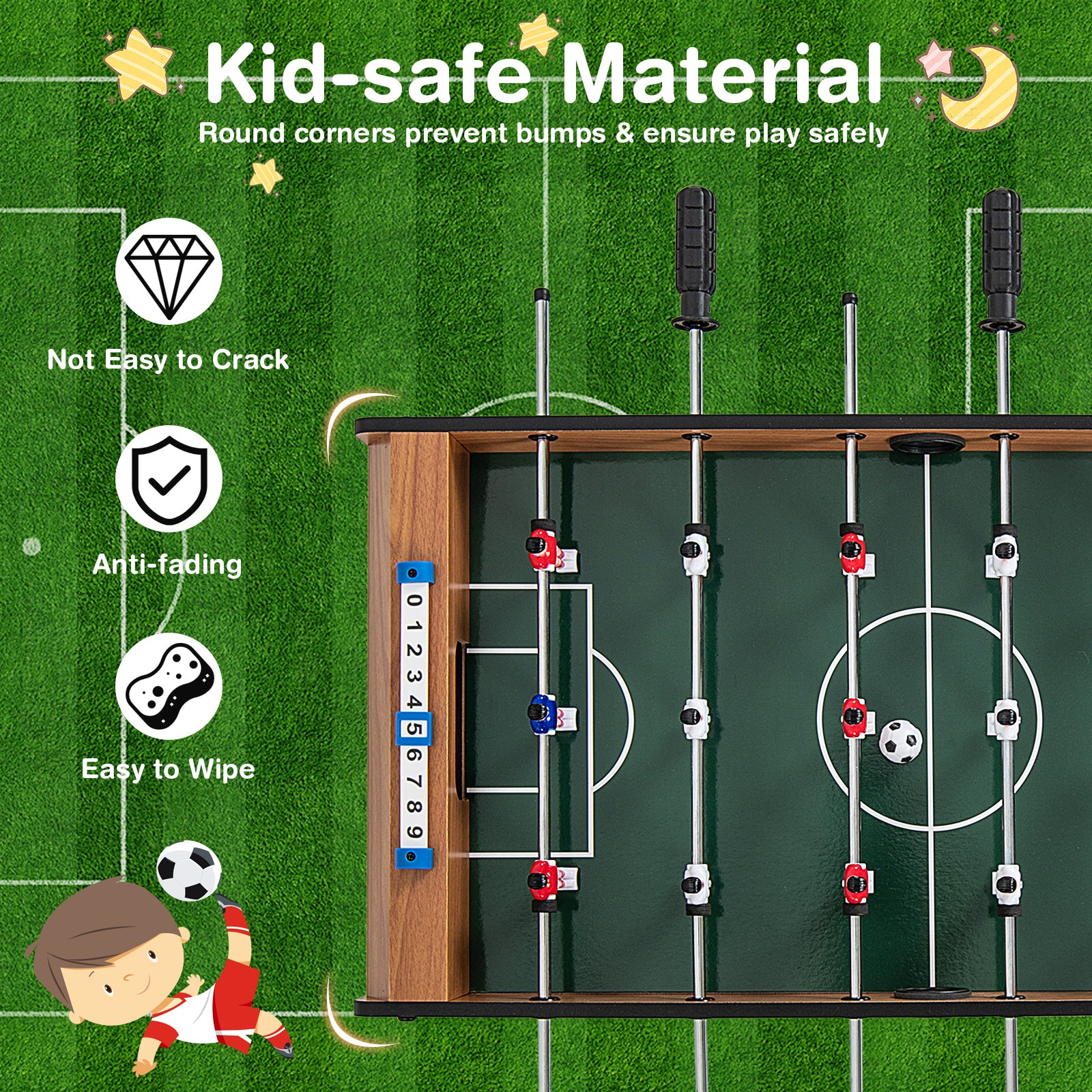 Game Room Size Football Table Space Saving Table Football-Natural