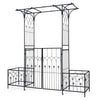 Garden Arbor with Gate and Planter Boxes 206cm Heavy Duty Metal Arch