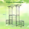 Garden Arbor with Gate and Planter Boxes 206cm Heavy Duty Metal Arch