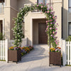 Garden Arch Trellis with 2 Self-watering Planter Boxes PE-coated Metal Arbor-Black