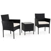 Garden Furniture Set 3-piece Rattan Balcony Furniture Set with 2 Cushioned Chairs-Beige