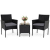 Garden Furniture Set 3-piece Rattan Balcony Furniture Set with 2 Cushioned Chairs-Grey