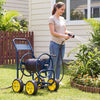 Garden Hose Reel Cart 4 Wheels 100 m of 16 mm Large Capacity-Navy