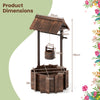 Garden Wooden Wishing Well Bucket with Hanging Bucket Planter-Brown