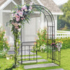 Garden Arbor with Gate and Multiple Side Crossbars for Decoration-Black