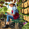 Rolling Garden Workseat with 360°Swivel Seat and Adjustable Height-Green