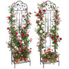 Garden Trellis with Foldable Shelf and Anti-Tipping Device-Black-2 Pack