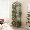 Garden Trellis with Foldable Shelf and Anti-Tipping Device-Dark Green-1 Pack