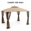 368 x 303CM Gazebo Replacement Top with Air Vent and Drainage Holes-Brown
