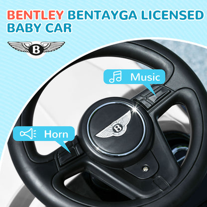AIYAPLAY Bentley Bentayga Licensed 3-in-1 Baby Push Car, Ride on Car Sliding Car with Canopy, Horn Music - White