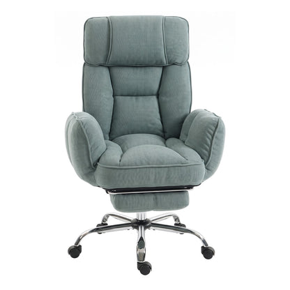 HOMCOM Executive Office Chair Height Adjustable Desk Chair Reclining Flip-up Armrest Footrest, Light Green