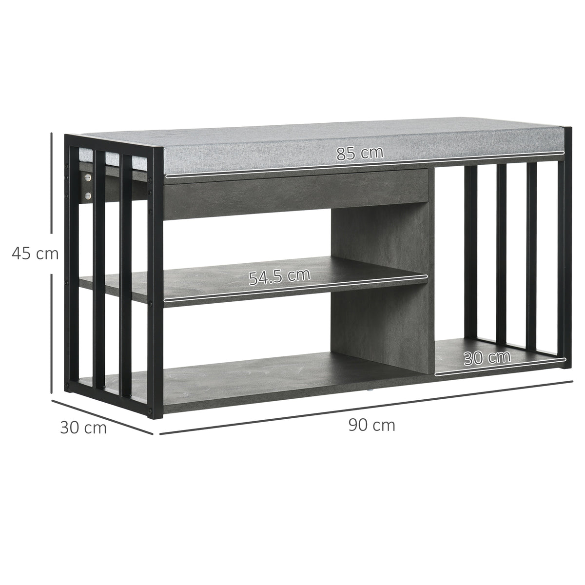HOMCOM Shoe Storage with Seat in Grey