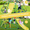 Geometric Dome Climber and Play Set with Slide for Outdoor-Green
