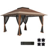 Outsunny 3.6 x 3.6m Pop-Up Gazebo, with Accessories - Brown