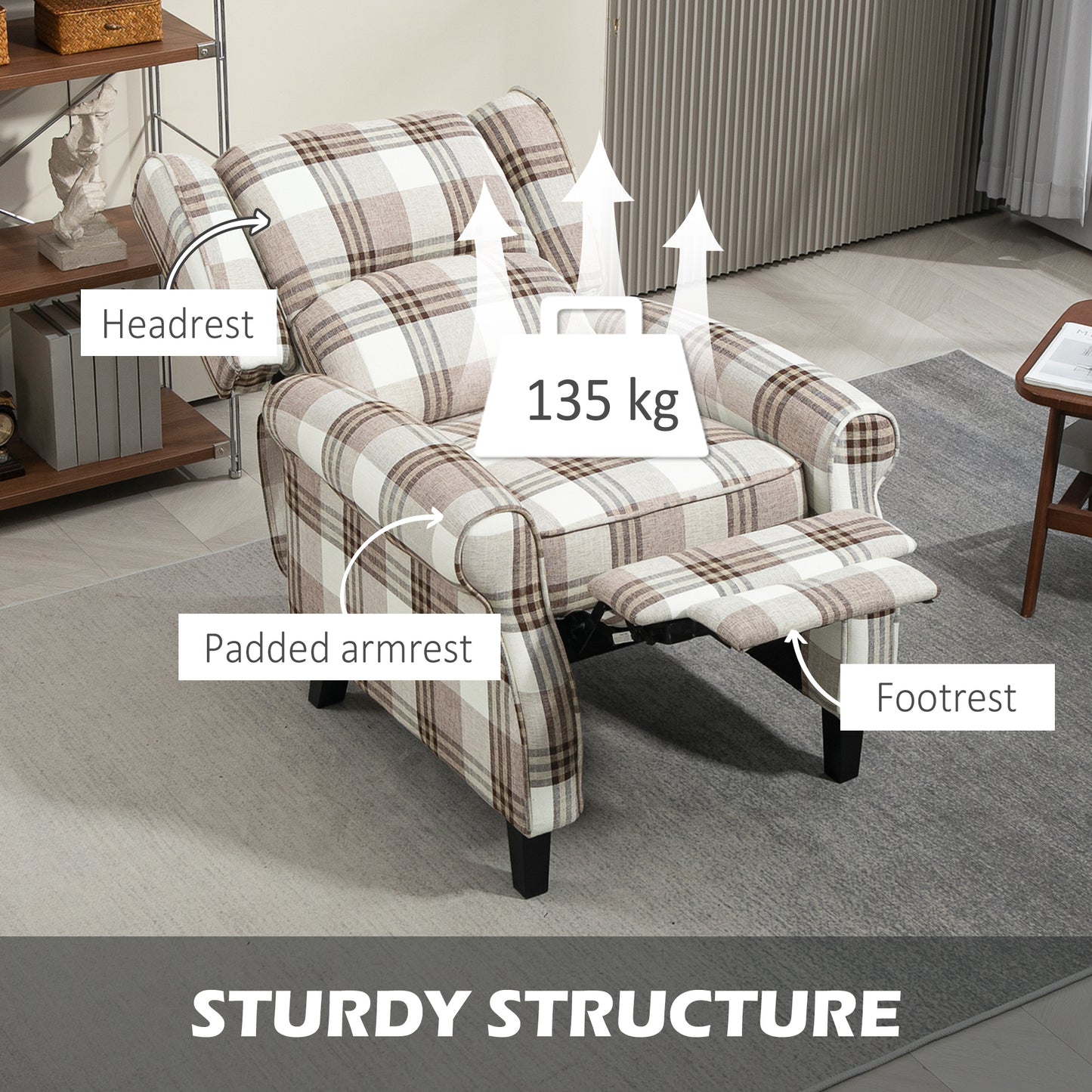 HOMCOM 160√Ç¬∞ Reclining Armchair, with Footrest - Brown