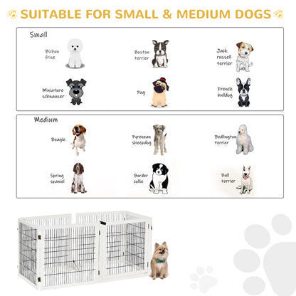 PawHut Wooden Pet Gate, Freestanding Dog Safety Barrier, w/ 2 Support Feet, White