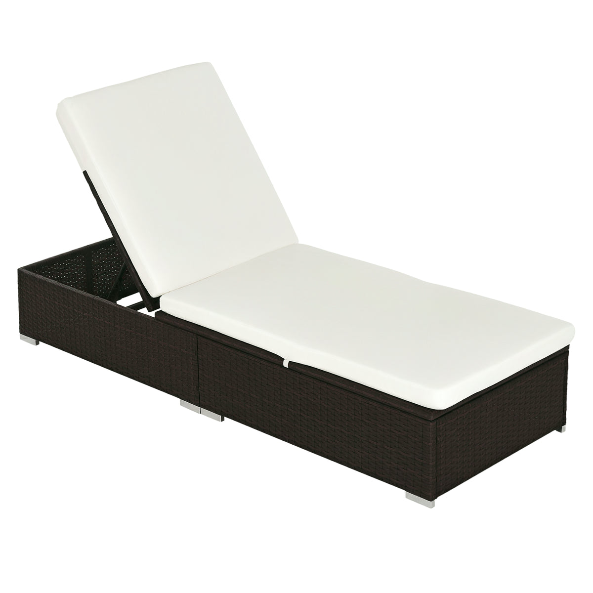 Outsunny PE Rattan Sun Lounger in Mixed Brown