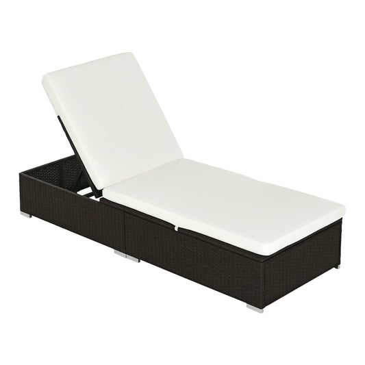 Outsunny PE Rattan Sun Lounger in Mixed Brown
