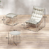 Outsunny Bistro Set for Garden, 3 Piece Outdoor Table and Chair with Footstool and Removable Cushions, Comfy Balcony Furniture