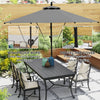 Outsunny 3(m) Garden Cantilever Parasol with Cover and Wind Protection Strap, Round Overhanging Umbrella with Crank Handle and Tilt, Banana Patio Umbrella for Outdoor Sun Shade, UPF50+, Grey