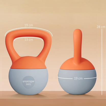 SPORTNOW 8KG Soft Kettlebell, Kettlebell with Non-Slip Handle for Home Gym, Weight Lifting, Strength Training, Orange/Grey
