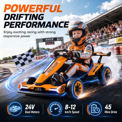 AIYAPLAY 24V Electric Go Kart in Orange