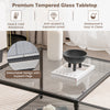 Modern 2-Tier Square Glass Coffee Table with Storage-Grey