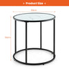 50CM Round Side Table with Metal Frame and Faux Marble Glass Top-White