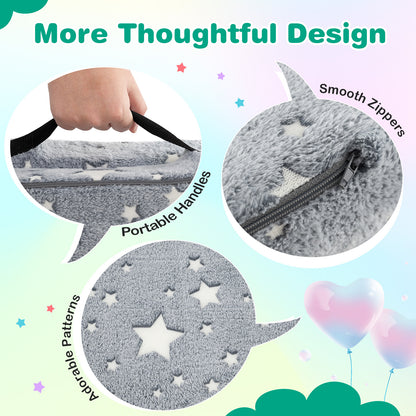 Glow in the Dark Modular Kids Play Couch Set with Machine-washable Flannel Covers and Portable Handles-Grey