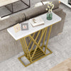 Gold Console Table Modern Sofa Table with Faux Marble Rectangular Tabletop-White