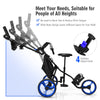 Golf Push Pull Cart with Storage Bag and Foot Brake-Blue