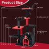 Gothic Cat Tree 134cm Tall Cat Tower with Cat Bed for Indoor Kitten and Adult Cat-Black