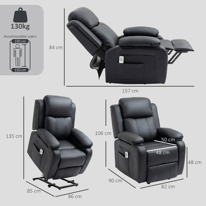 HOMCOM Riser and Recliner Chair with Vibration Massage in Black