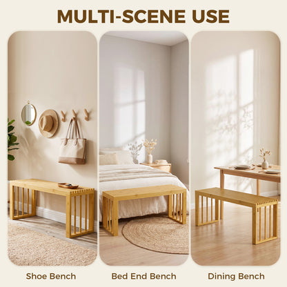 HOMCOM 90 cm Bamboo Shoe Bench in a Natural Wood Finish
