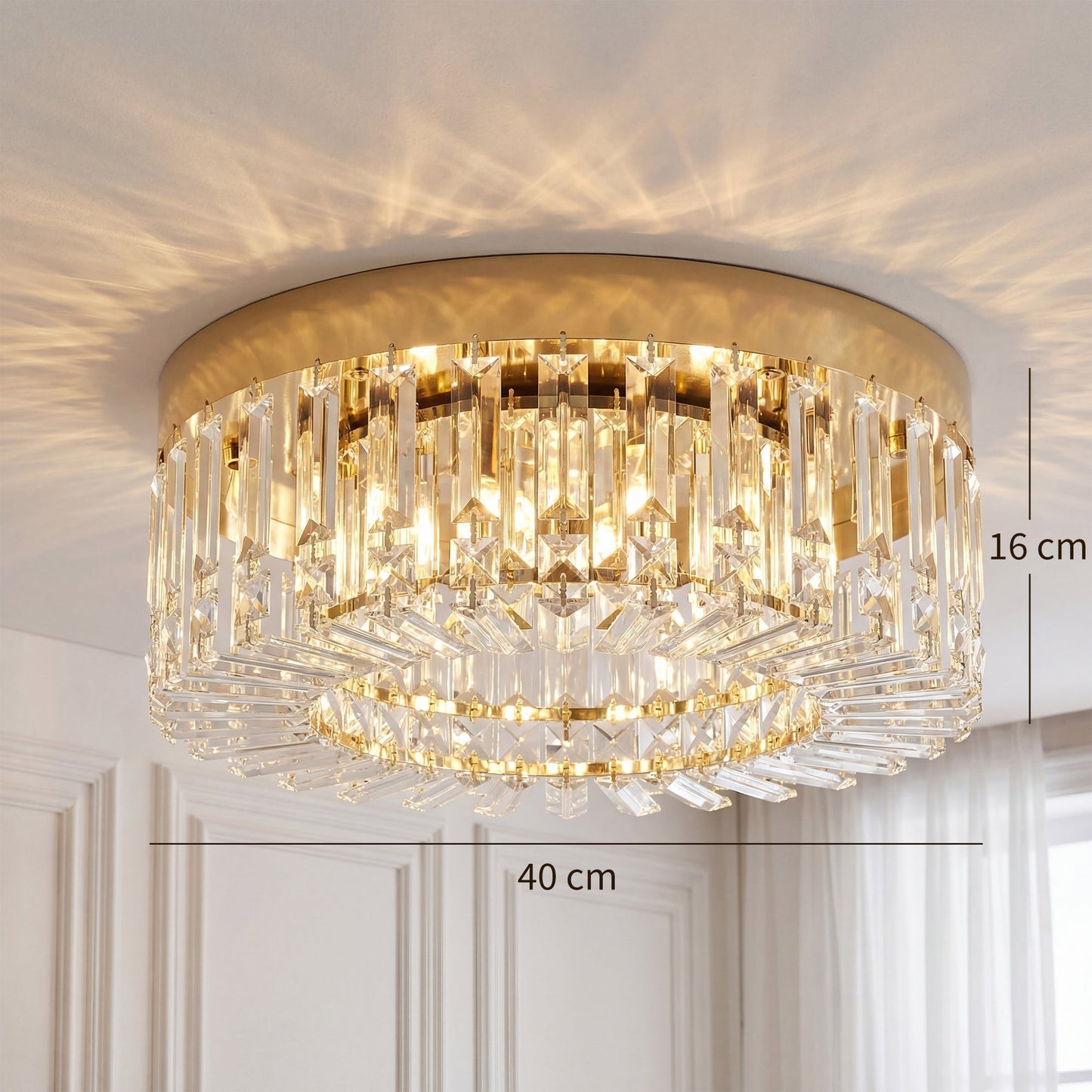 HOMCOM Crystal Chandeliers with 160 Crystal Pendants, 6-Light Ceiling Light for Living Room, Bedroom Dining Room, Gold Tone