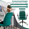 Adjustable Velvet Rocking Leisure Chair with Padded Seat and Rubber Wood Armrests-Green