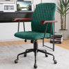 Adjustable Velvet Rocking Leisure Chair with Padded Seat and Rubber Wood Armrests-Green