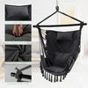 Hammock Swing Chair with Pillow and Cushions for Living Room Patio-Grey