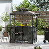 Grill Gazebo with Awning 3-Piece Outdoor BBQ Canopy-Grey