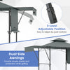 398 x 153 cm Grill Gazebo with Dual Side Awnings and Adjustable Shadow-Grey