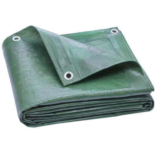Outsunny 4 x 6m Waterproof Tarpaulin, 90GSM Tear-Resistant PE Tarp with Reinforced Grommets, UV Protected Cover