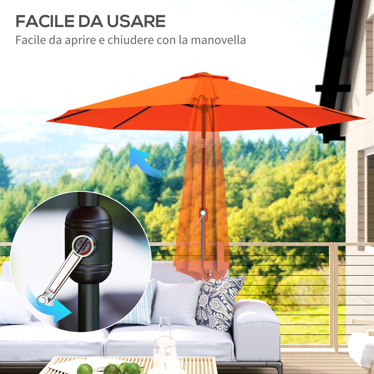 Outsunny 3 m Garden Parasol Umbrellas in Orange