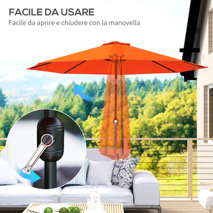Outsunny 3 m Garden Parasol Umbrellas in Orange