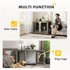 PawHut Dog Crate Furniture Table with Soft Washable Cushion and Lockable Door, for Large Indoor Dogs, Grey