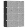 HOMCOM Portable Wardrobe for Bedroom, 12 Cube Closet with 2 Hanging Rails, Modular Storage Cabinet, Plastic Armoire for Space Saving, White and Black