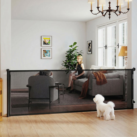 PawHut Retractable Dog Gate in Black